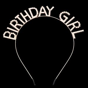 Gold BIRTHDAY GIRL Rhinestone Crystal Headband Statement Accessory